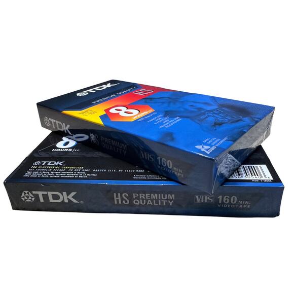 Lot of 2 TDK HS Premium Quality VHS 160 Min 8 Hours EP Blank Videotapes Sealed - Picture 3 of 3